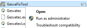 Dialogo de GesvaFixTool. Titulo: 'GesvaFixTool'. Mensaje: 'This tool will look for problems in GESVATEC and will attempt to fix them. Continue?' Botones: Yes, No.