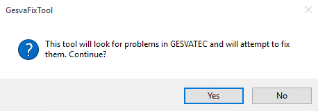 Captura del explorador de archivos de Windows mostrando la carpeta de Gesvatec. Archivos visibles: Gesvatec, Gesvatec.ex..., GesvateCo... Se muestra el menu contextual de GesvaFixTool con opciones: Op